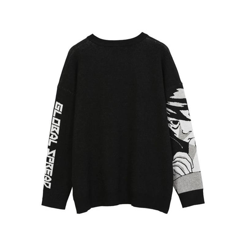Herren-Hip-Hop-Anime-Muster, Harajuku-Retro-Strickoberteil, Straßenkleidung, langärmeliger Pullover