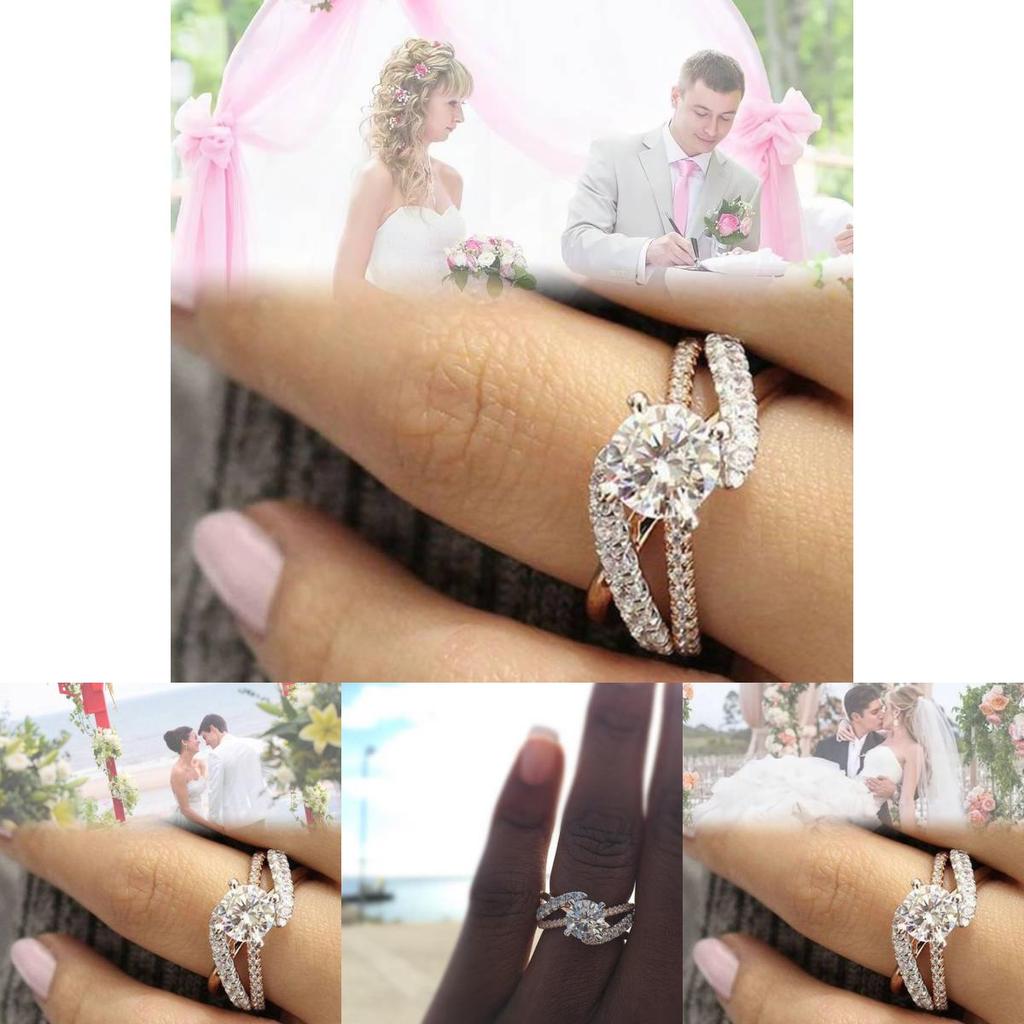 Elegant Rose Gold Zirconia Ring For Women Holiday Gift Fashionable Jewelry