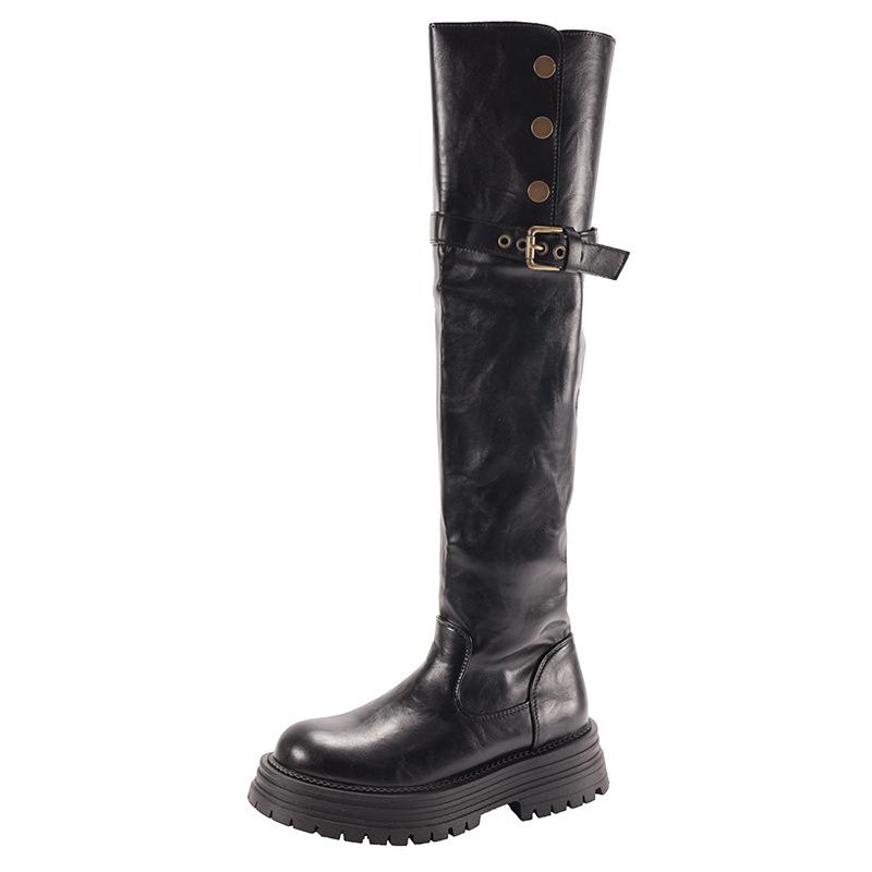 Fashion design patent leather knee boots women's 2025 spring and autumn new super fire fashion thin fashionable knight boots boots