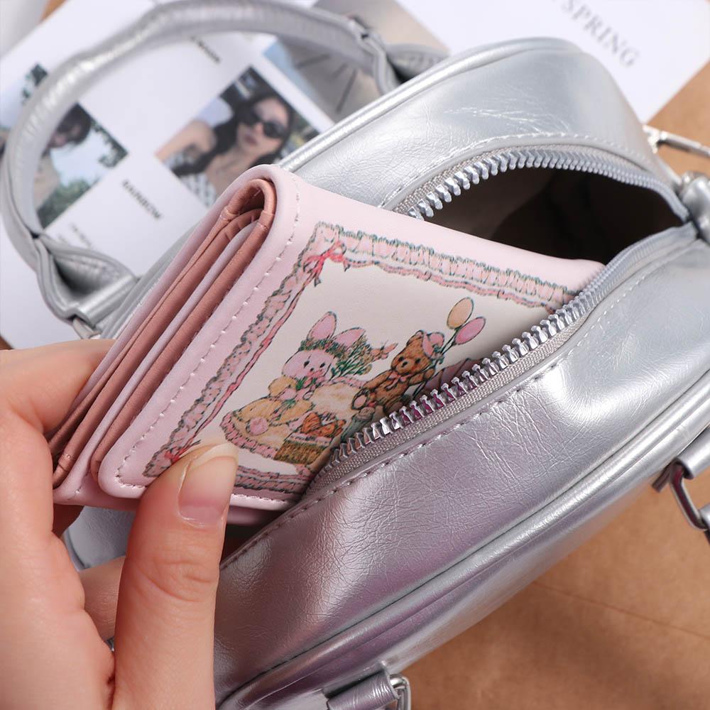 Spring Multi-card Position Wallet Dream Rabbit Bear Purse Bag Lovely Three Fold Wallet  Ladies