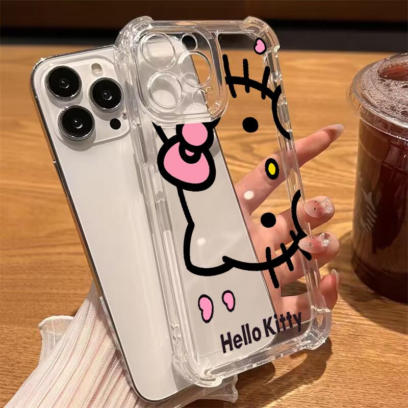 Transparent Hello Kitty Phone Case For Samsung Galaxy S26 Ultra 5G S25 FE Edge S24 S23 S22 Ultra Plus A57 5G Shockproof Cover