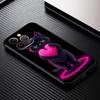Anime cartoon cat illustration For Apple iPhone 17 16 16E 15 14 13 12 11 Pro Max Plus Black Soft Silicone Phone Case