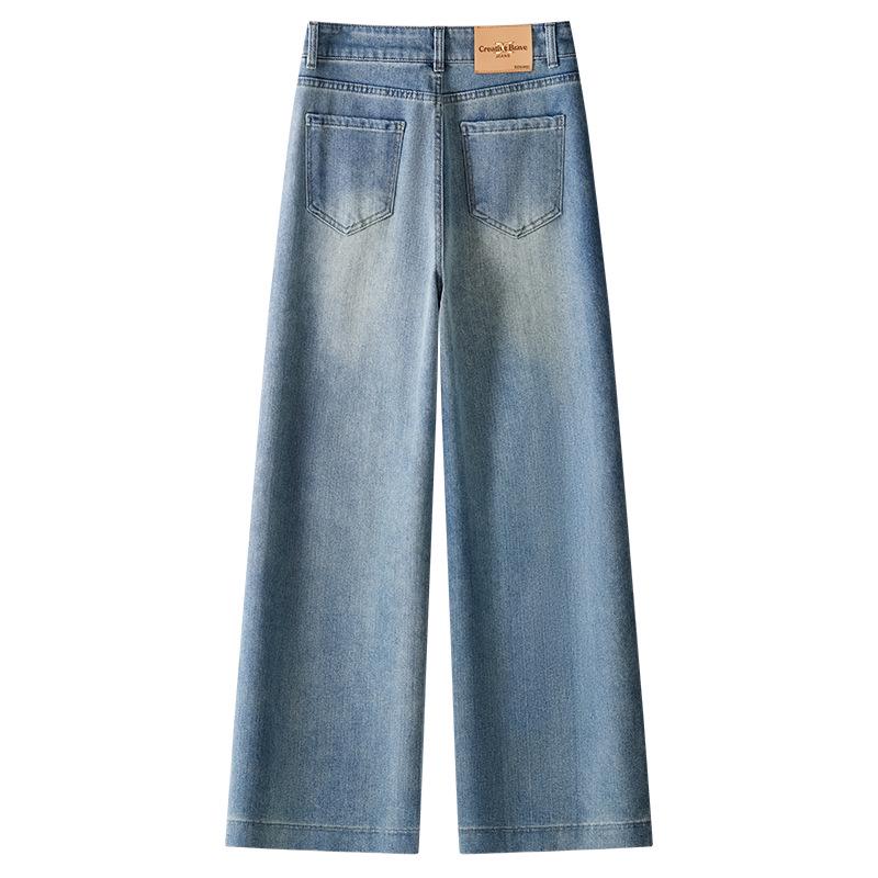 Women's Blue High-Waisted Straight-Leg Jeans - 2025 New Summer Loose & Slimming Design