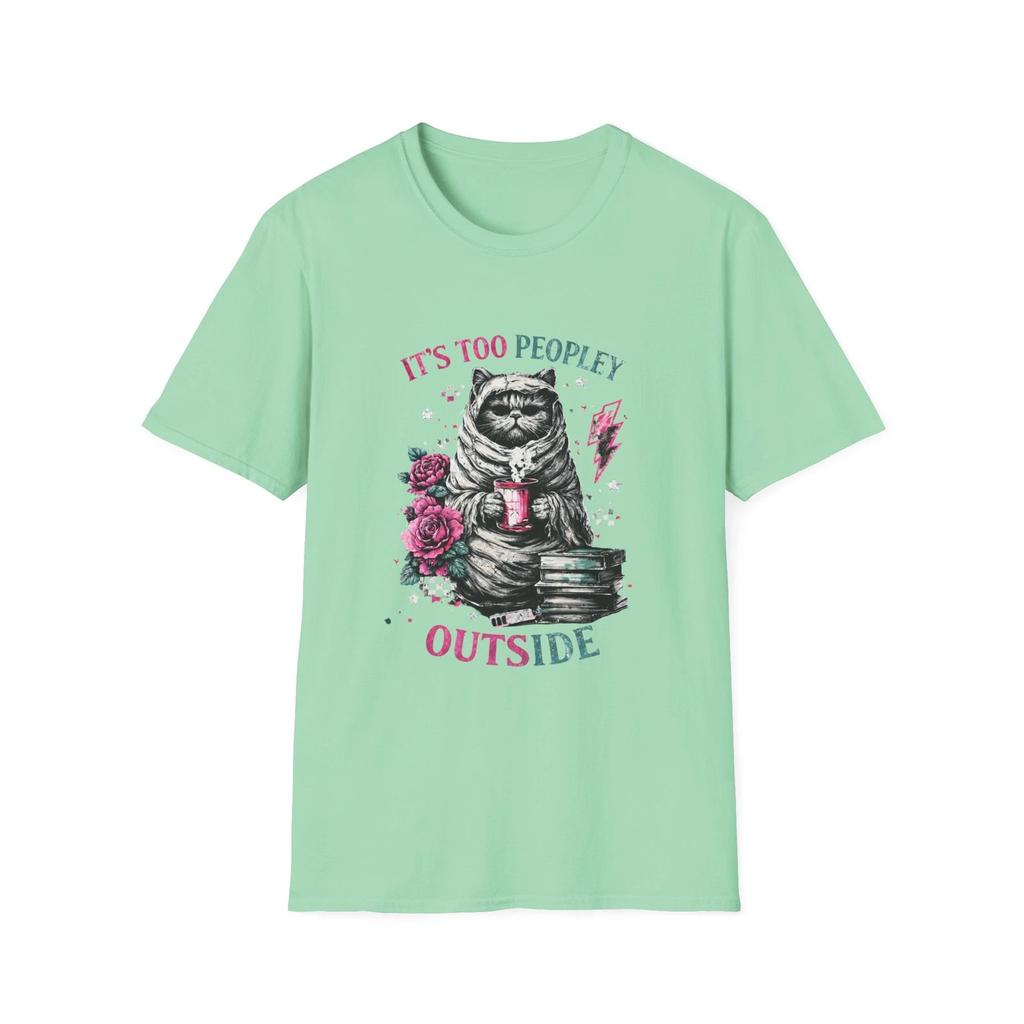 Grumpy Cat Reading 'It's Too Peopley Outside' T-Shirt | Cat Booklover Tee