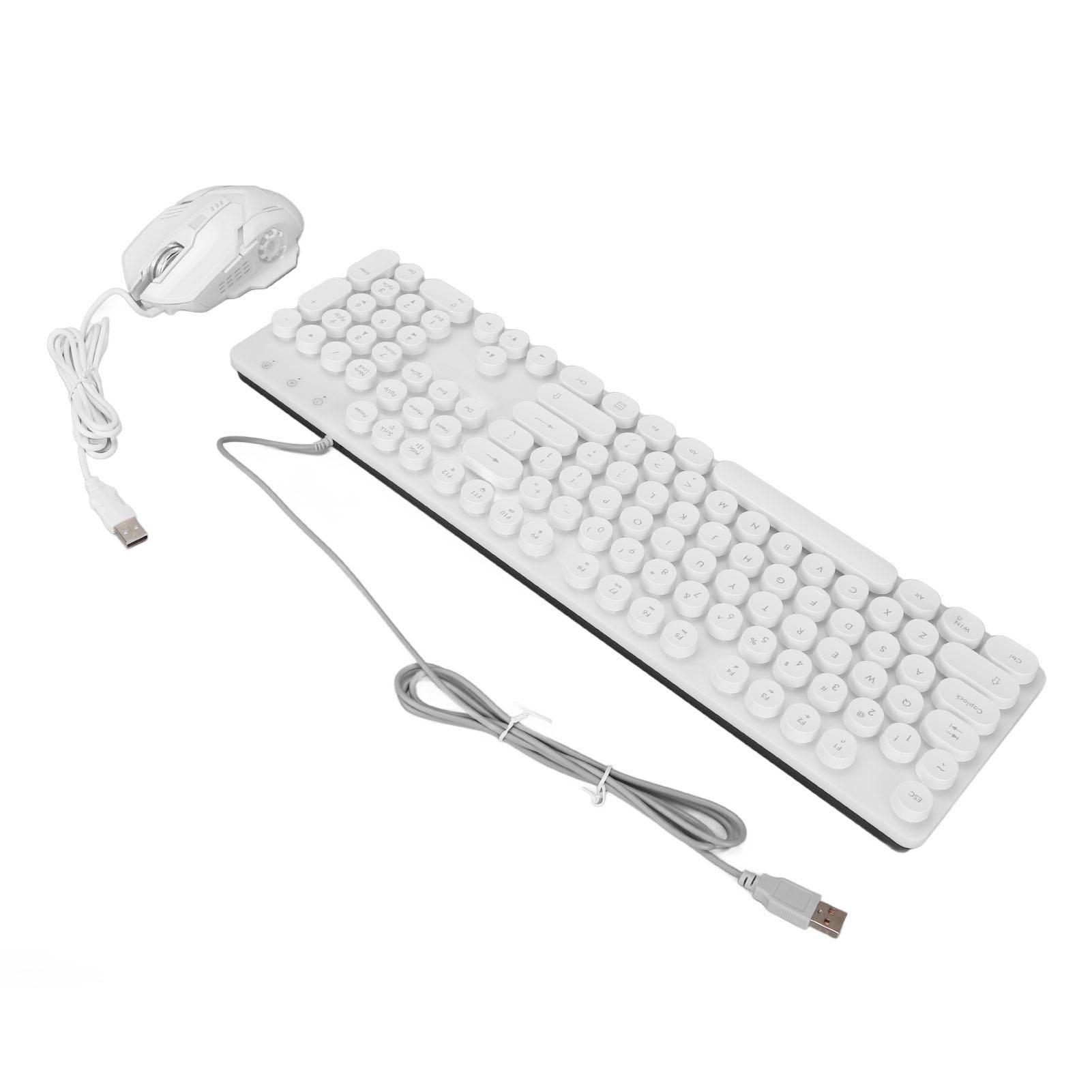 

RGB Клавиатура Мышь Комбо Регулируемая RGB Подсветка 104 Клавиши Механическая Панк Клавиатура DPI Набор Мыши для белый