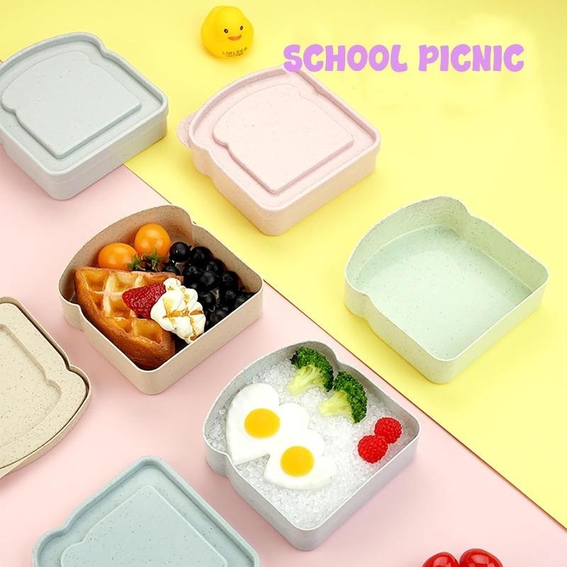 1/4pcs Sandwich Container Lunch Box Toast-shaped Food Storage Device with Cover Reusable Home Camping Picnic Students