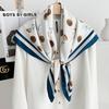Korean High-end Rose Printing Simulation Silk Large Square Scarf Women's Thin Elegant Light Luxury Temperament Scarf Shawl