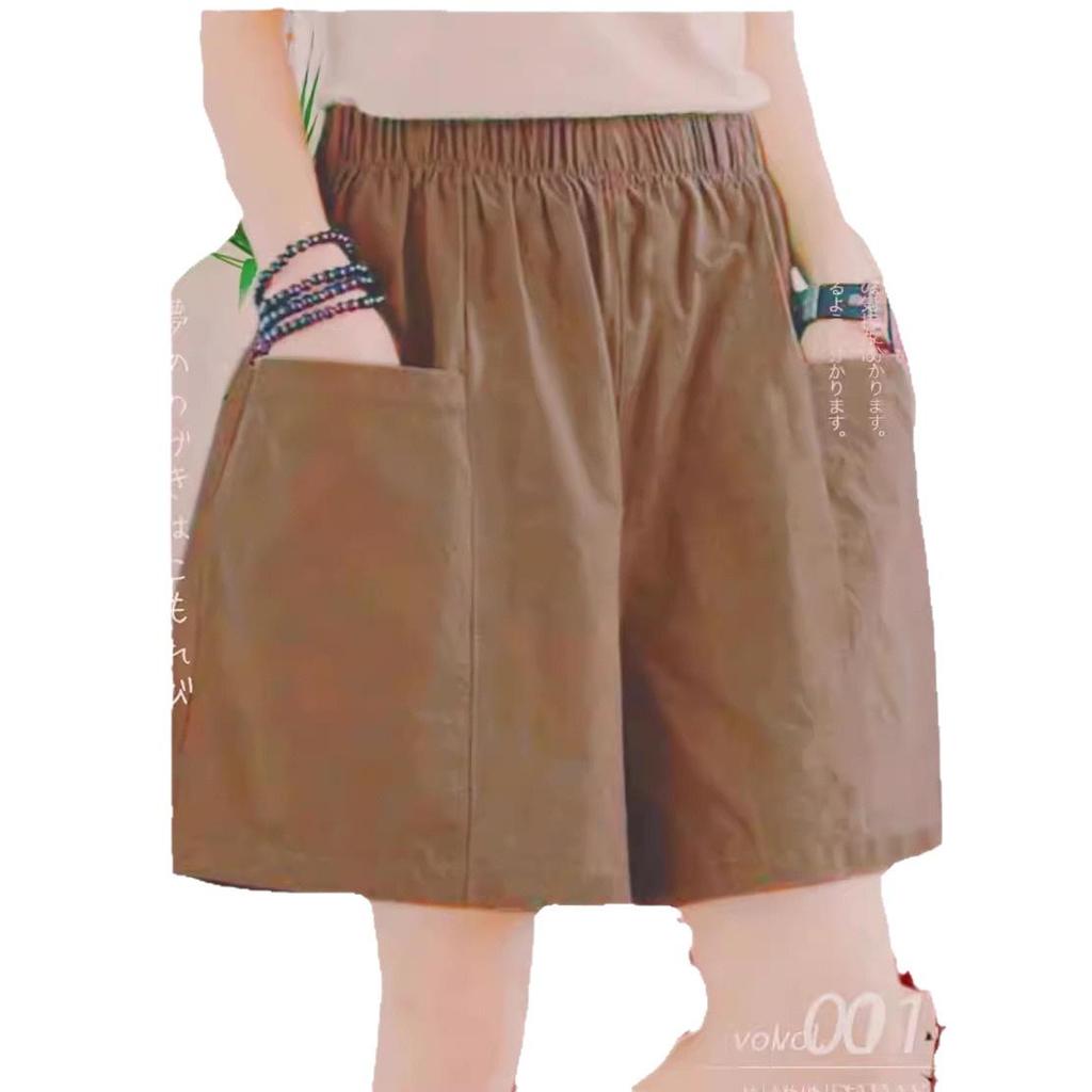 Women's Summer High-Waisted Elastic Cotton Shorts - Japanese & Korean Style