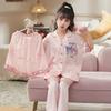 Girls Ice Silk Pajama Set Short Sleeve Cartoon Sleepwear 3-Piece Home Outfit Kids Age 8
