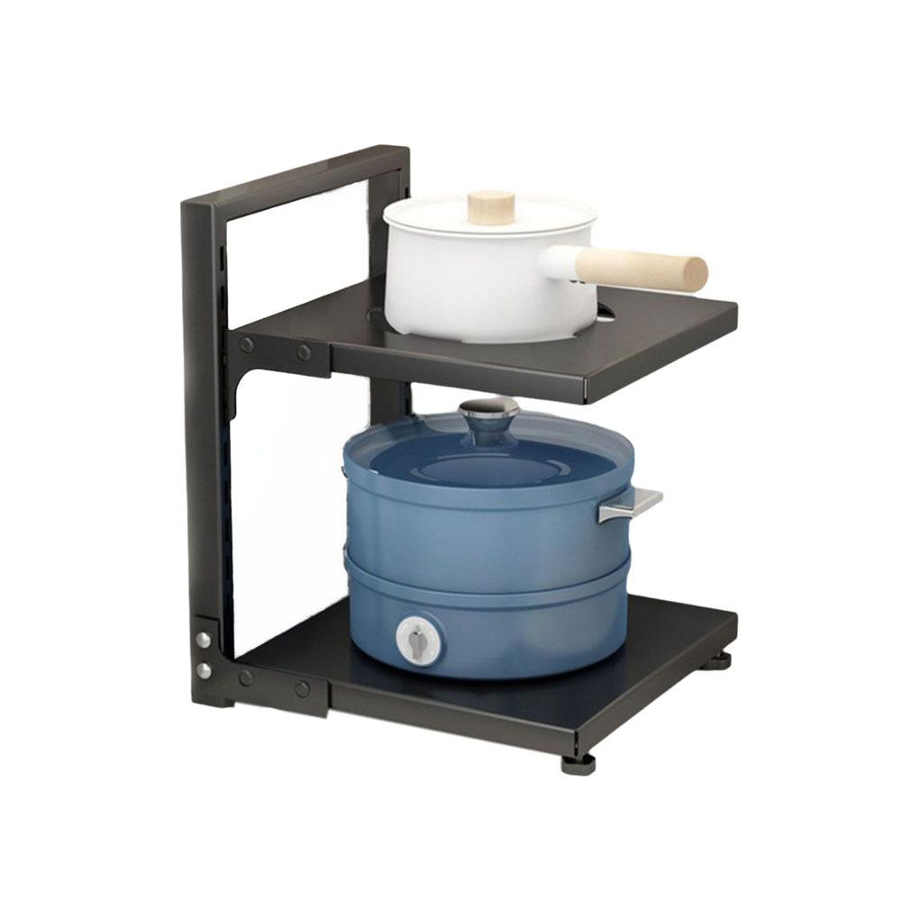 Adjustable Cabinet Layered Pot Rack Carbon Steel Pot Storage Rack Sink Storage Organizer  for Home