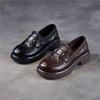 Johnature Genuine Leather Women's Shoes Soft Soled Loafers British Style Thick Soled Slip-on Shoes