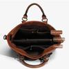 Retro Soft Leather Tote Handbag for Women, One Shoulder, Crossbody, Multi Pocket Divider, Briefcase, Adjustable Shoulder Straps