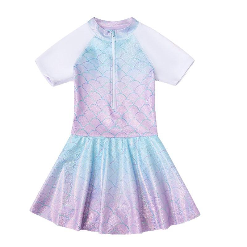 Girls Princess One Piece Swimsuit With Skirt Summer Cute Swimwear For Junior High School Students