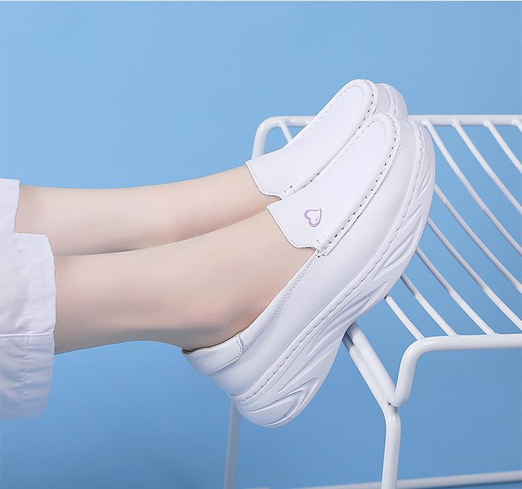 Genuine Leather Non-Slip Nurse Shoes with Soft, Breathable, Thick Sole