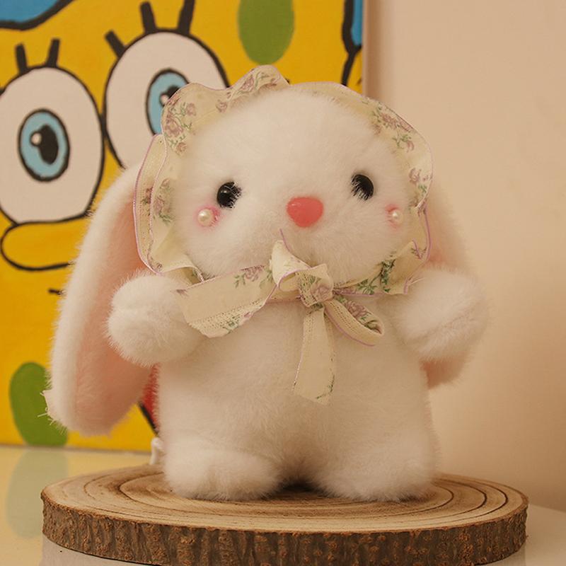 

Милый деревенский платок на голову, плюшевая игрушка-кролик в шляпе, кукла-маленький белый кролик, плюшевая игрушка, кавайный кролик, подарок для детей, девочек 1Pcs