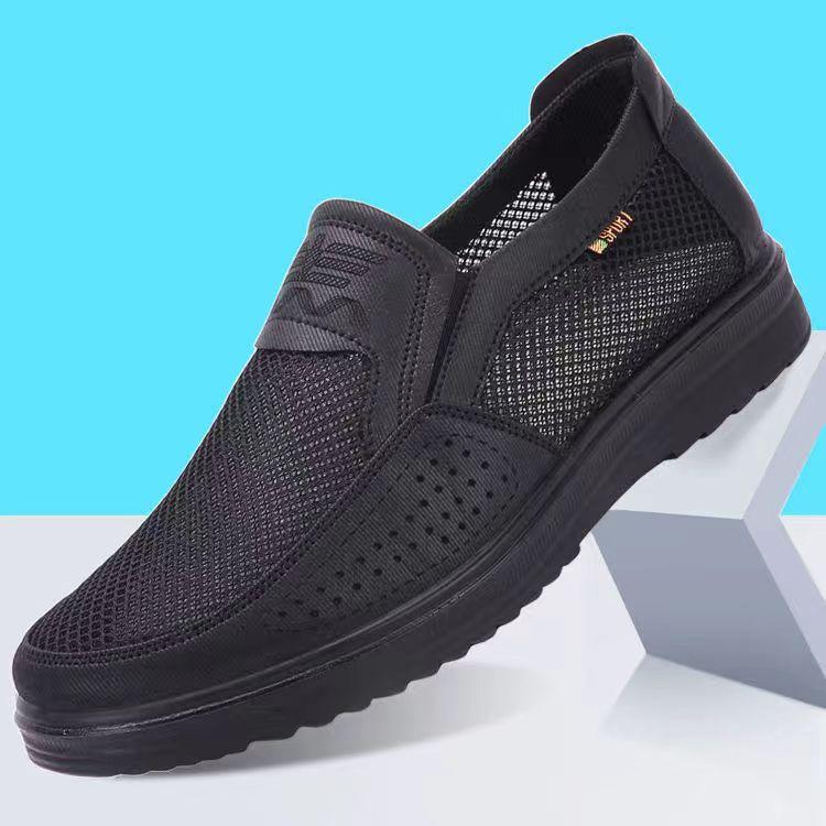 

Summer Mesh Sneakers for Men Fashion Casual Walking Canvas Shoe Breathable Mens Flats Loafers Men Casual Shoes Zapatillas Hombre 48 чёрный