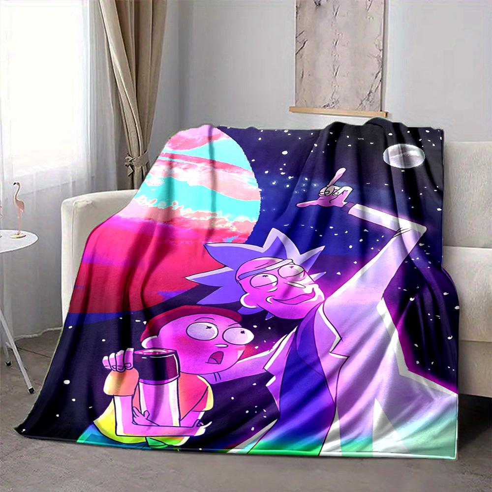 1 szt. Koc Rick i Morty Lekki Flanelowy Kocyk Na Sofę, Łóżko, Podróż, Salon, Biuro, Kanapę, Krzesło I Łóżko