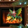 Sammlerstück Weihnachtsbaumschmuck 2 Stück Weihnachtsmann Drachenreiter Ornament, 2D Acryl Fliegende Metallkunst Ornamente Claus Hängende Dekoration, Festlich