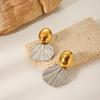oval polished stud earrings, premium gold and silver color-block earrings, fish tail titanium steel ear jewelry