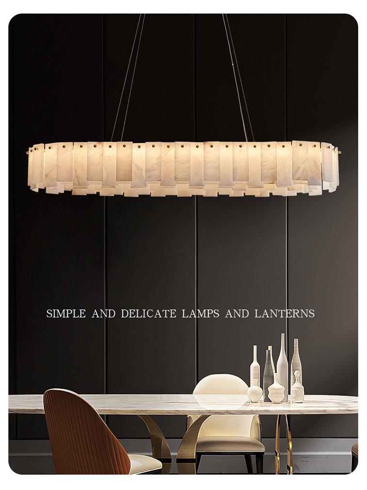 Elegant Spanish Marble Chandelier - All-Copper Luxury Lighting for Living Room, Restaurant, or Bedroom