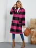 2025 Winter New Long Plaid Double-sided Wool Coat Women's Elegant Lapel Woolen Outerwear for Europe and America