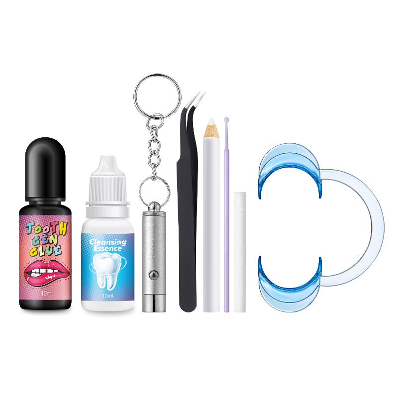 DIY Zahn-Edelstein-Set mit Kleber und UV-Lampe Super Klebekraft Leicht zu entfernen und anzubringen Zahndekorationen Haftmittel Werkzeug