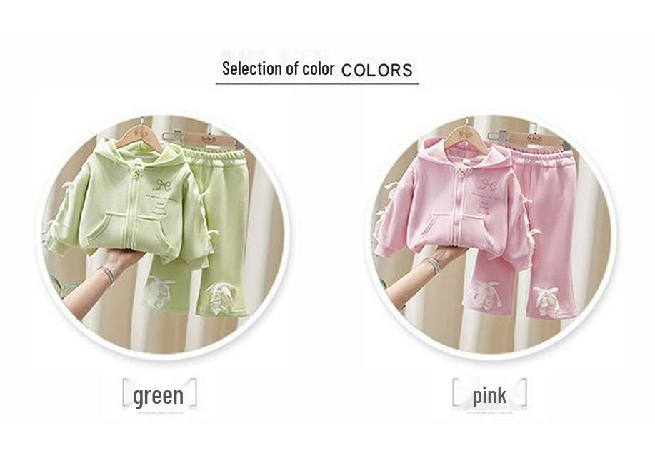Girls' Casual Sweet Suit - Fresh Autumn Two-Piece Set, Pure Color for Small & Medium Children (2026 New Style)