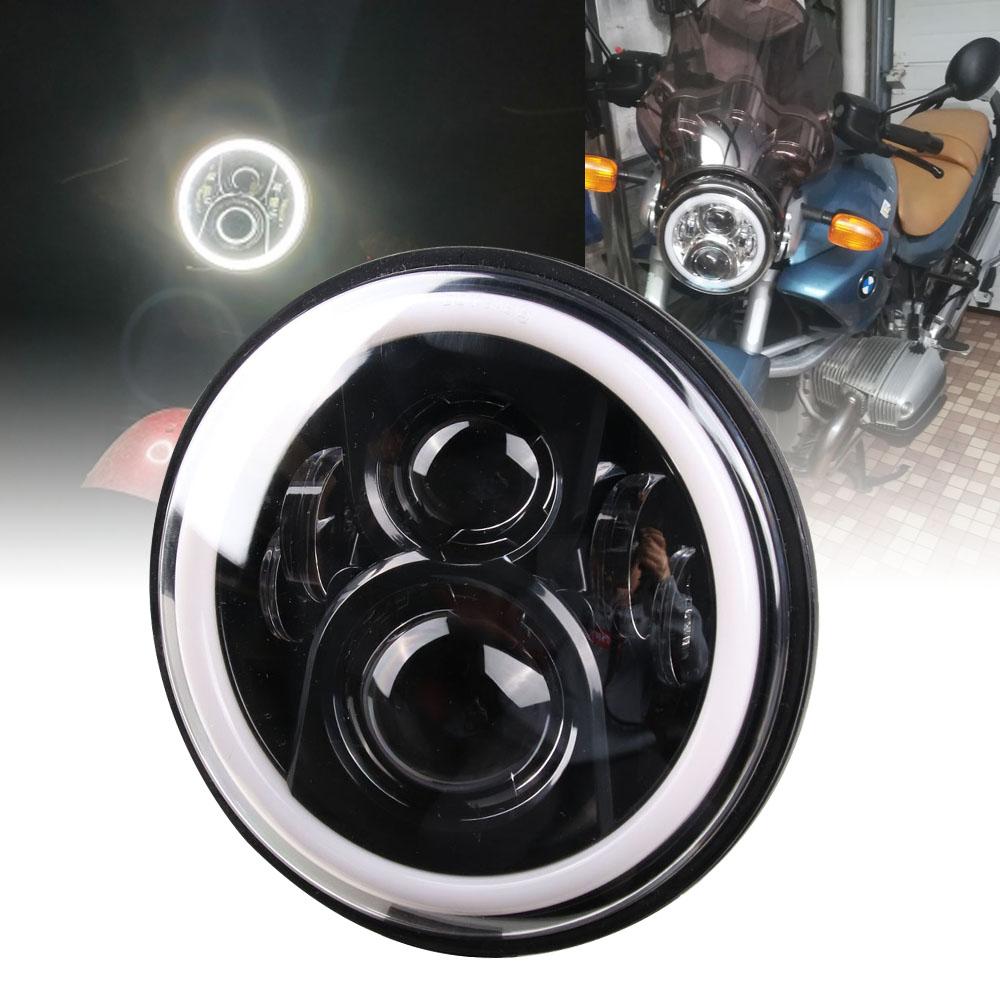 7 Inch Round LED Car Motorcycle Headlight 40W 60W Hi/Low Beam White(Amber) DRL Halo Ring Angle Eyes for Wrangler for Suzuki