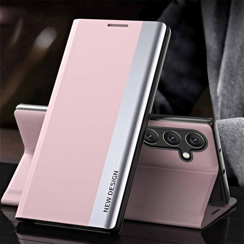 6D Plating Leather Phone Shockproof Case For Samsung Galaxy S25FE S24 S25 Ultra S23 S21 S22 Plus 5G Full Protection Magnetic Flip Book Stand Cover