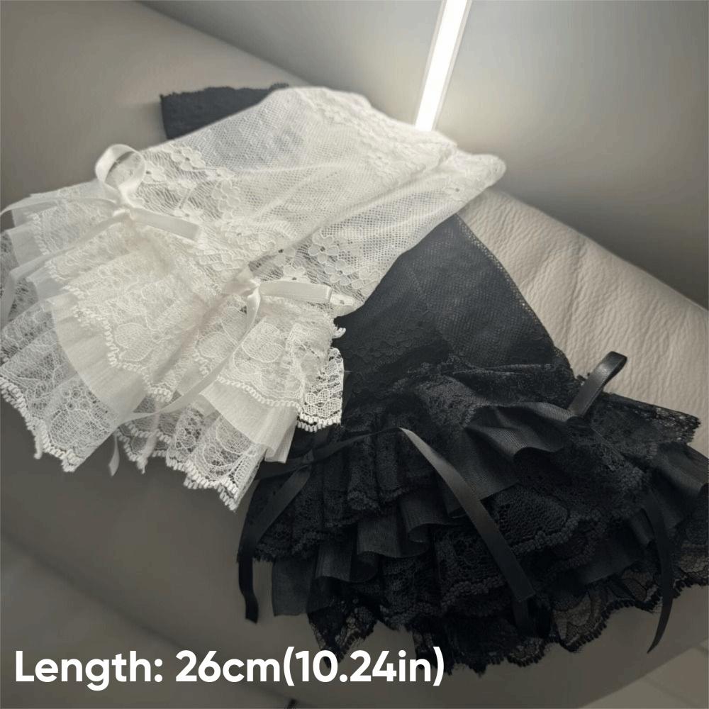 Bowknot Lace Fingerless Gloves Ruffle Trim Long Hand Sleeves Bridal Wrist Gloves Cosplay Event