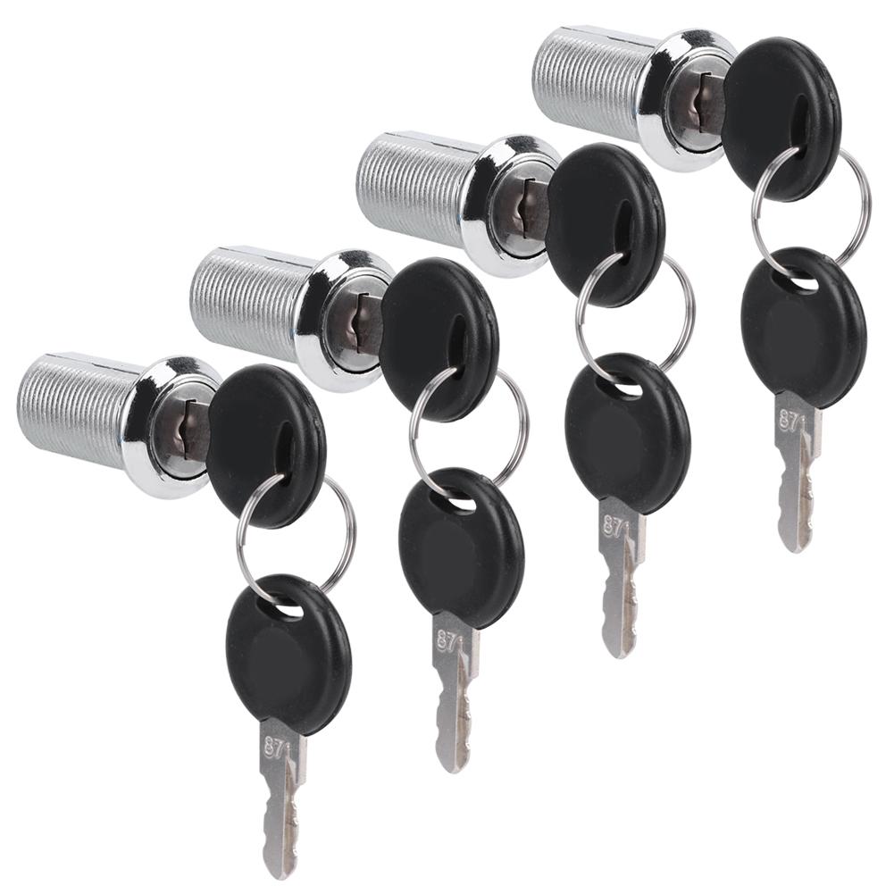 4 Set Cam Lock Zinc Alloy File Cabinet Mailbox Drawer Slidding Door Safety Locks with