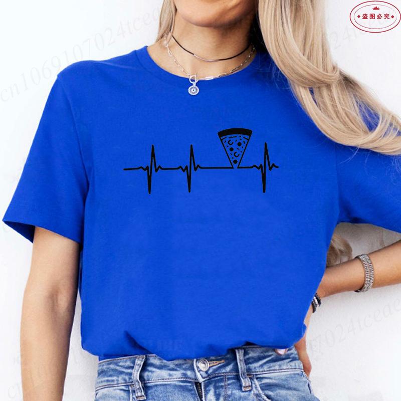 

Women s Pizza Lover T-Shirt, Pizza Is Life Retro Block Text Print Tee, Harajuku Short Sleeve O Neck Tops Aesthetic Clothing S