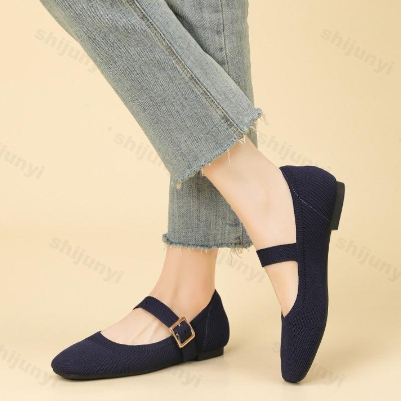 Fashion 2025 New Spring Women Fashion Fly Weave Casual Mary Jane Shoes Mesh Breathable Comfortable Single Shoes Shallow Mouth Flat Pumps