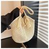 New cotton thread straw bag women's bag fringed hand-woven bag large capacity tote bag holiday beach bag women