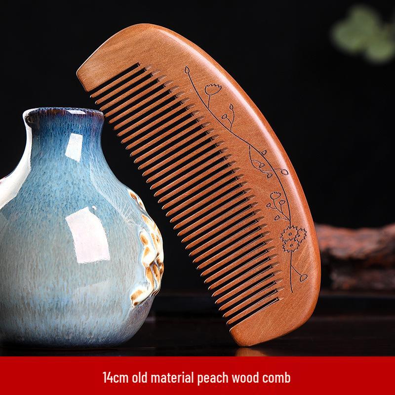 Natural Anti-Static Peach Wood Comb for Men & Women’s Long Hair with Buffalo Horn