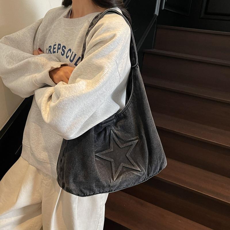 Premium Retro Tote Bag Women's Bag New Casual Versatile Denim Large-capacity Shoulder Bag