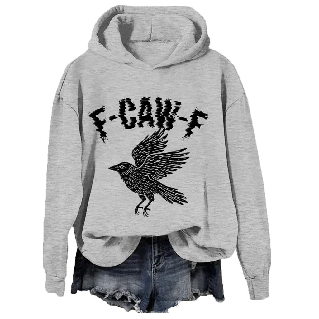 Ladies Fashion Casual Long Sleeve Printed Round Neck Hoodie Pullover Top