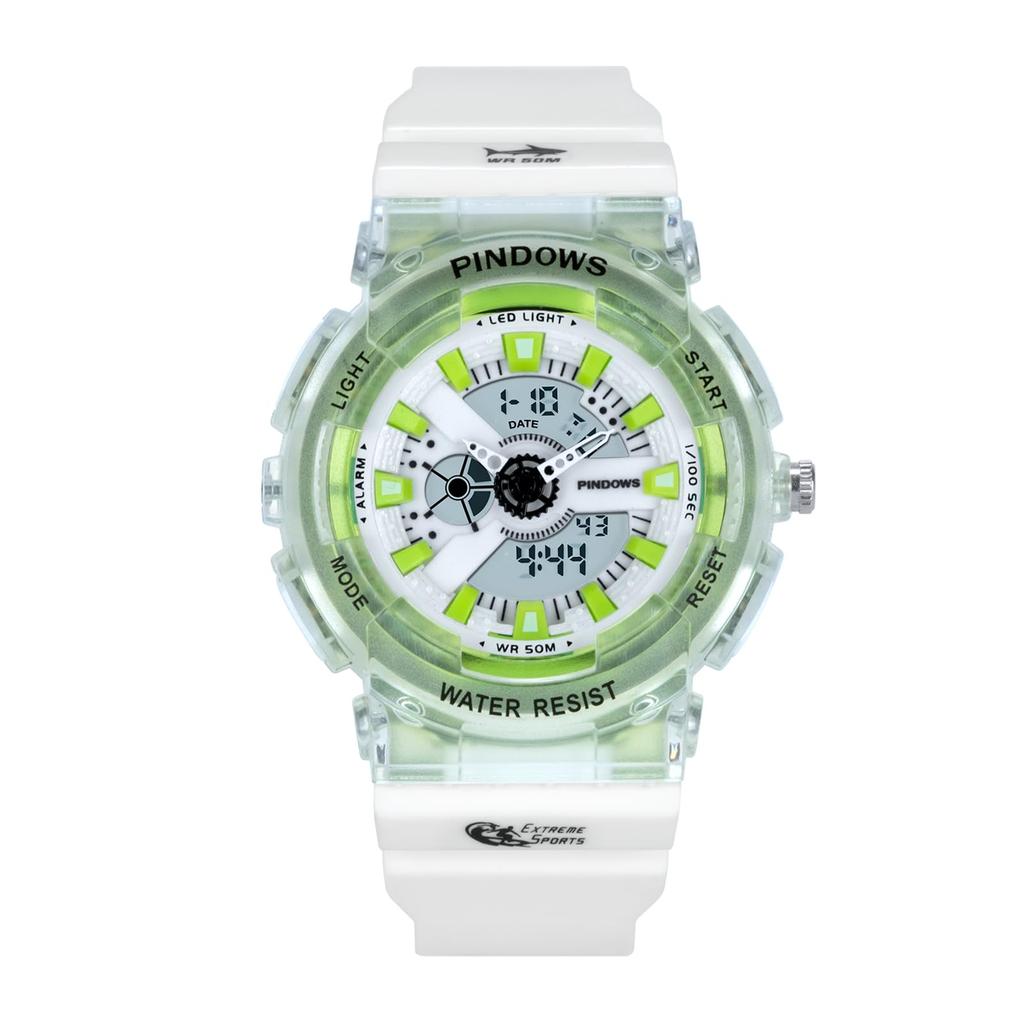 PINDOWS Sports Watch Analog Digital LED Display 50m Multifunctional Fitness Tracker for Outdoor Adventures Women's Waterproof, Running, Hiking,