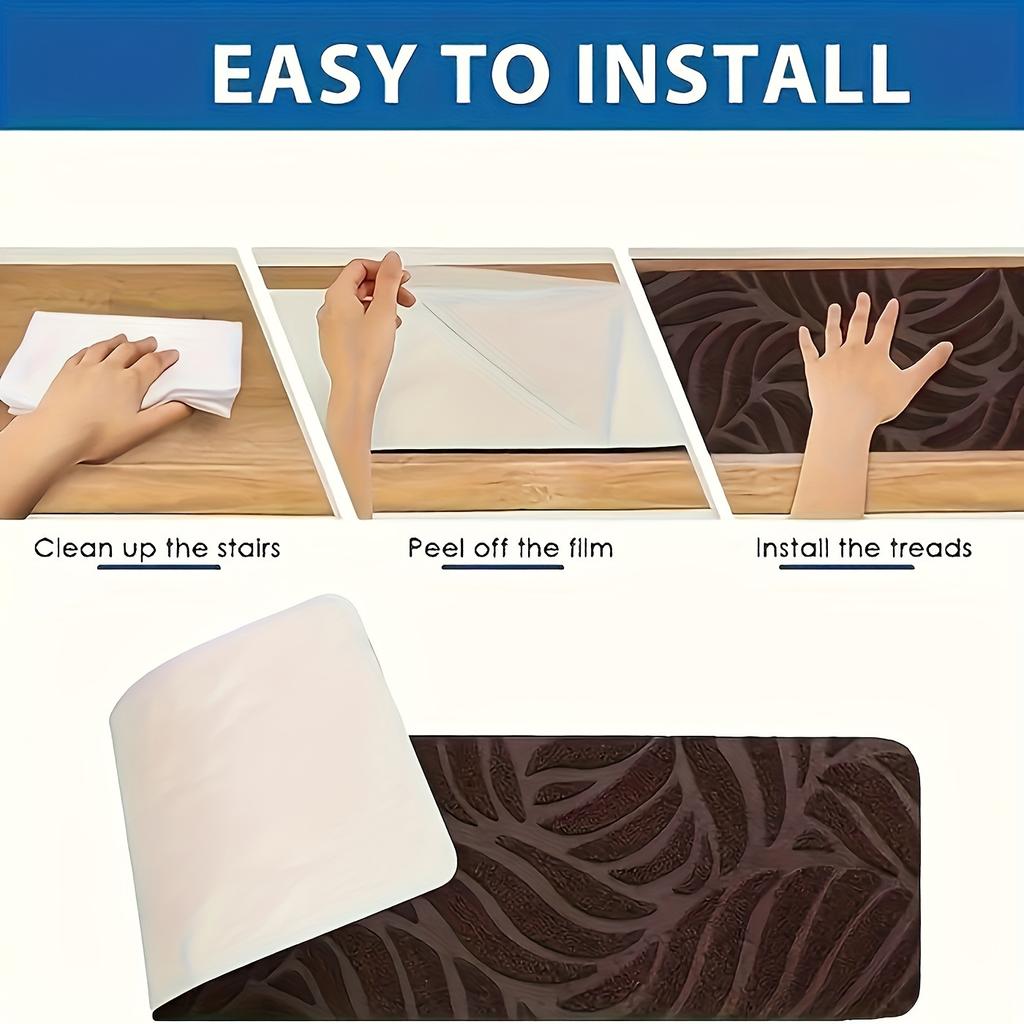 Anti-slip Silent Stair Mats for Indoor Wooden Steps Silent Mats with Self-adhesive Tape and Washable Carpet To Prevent Stair Covering Mats From Moving