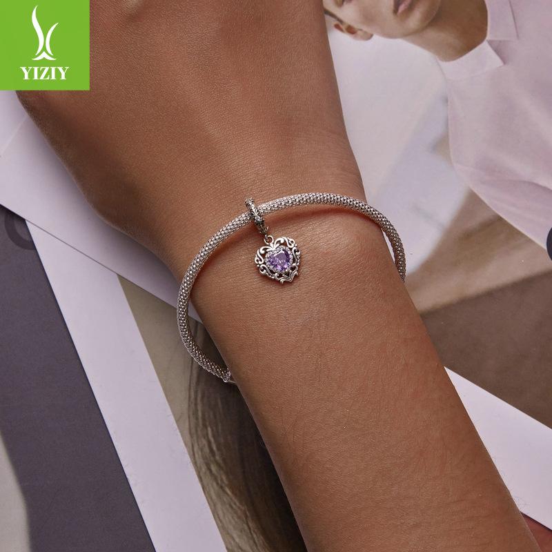 Retro Court Style Diy Bracelet Beaded, French Elegant Purple Zircon Bead Accessories