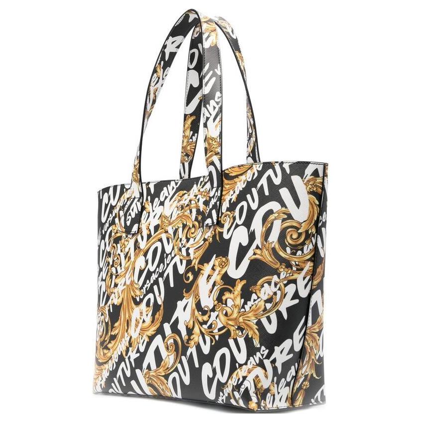 Versace Jeans Couture Logo Classic Print Polyester Tote Shoulder Bag Unisex bags Black White Yellow 73VA4BF9-ZS414-G89