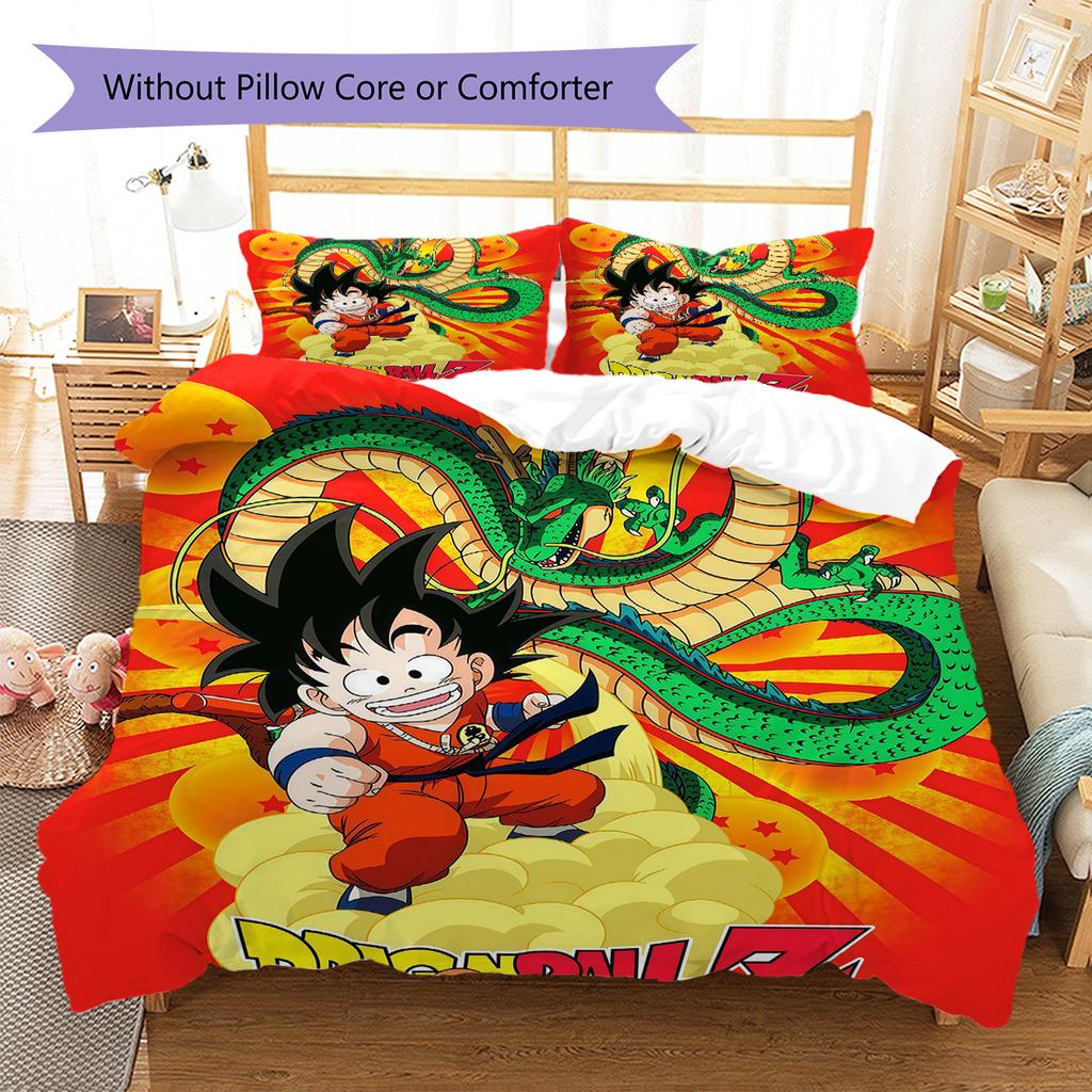 Biancheria da letto con motivo Son Goku, Set piumone Copripiumone Federa Regalo di compleanno per la casa (1 * copripiumino + 2 * federa, senza nucleo)