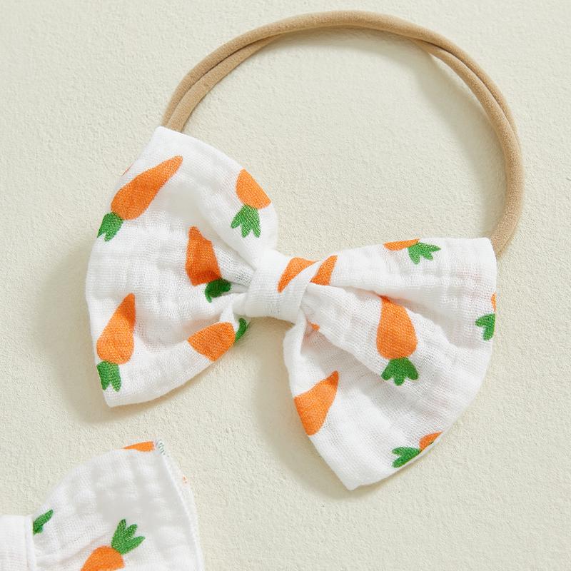 Citgeett Summer Easter Infant Baby Girl Bodysuit Carrot Print Flutter Sleeves Ruffled Jumpsuit Bow Headband Clothes