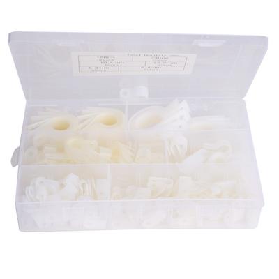 200pcs Plastic Nylon Cable Clamp R‑Type P‑Type Wire Clip Fasteners Assorted Box(White )