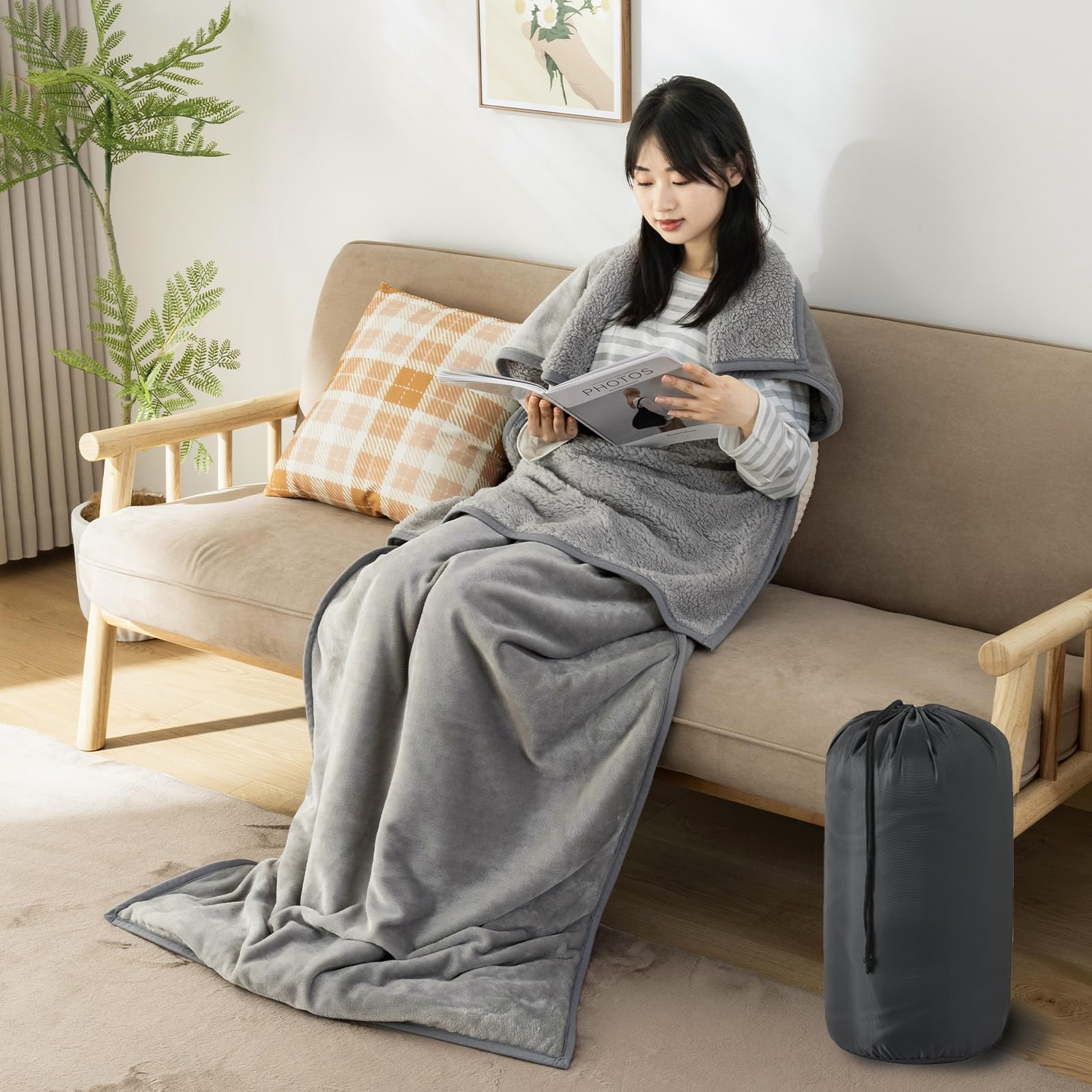 

Мягкий спальный мешок Softime для зимы, носимый, антибактериальный и против запаха, теплый, для зимнего сна, моющийся, для автомобиля, экстренной ситуации, комнаты, офиса, командировки, внутренний спальный мешок, серый мешок,