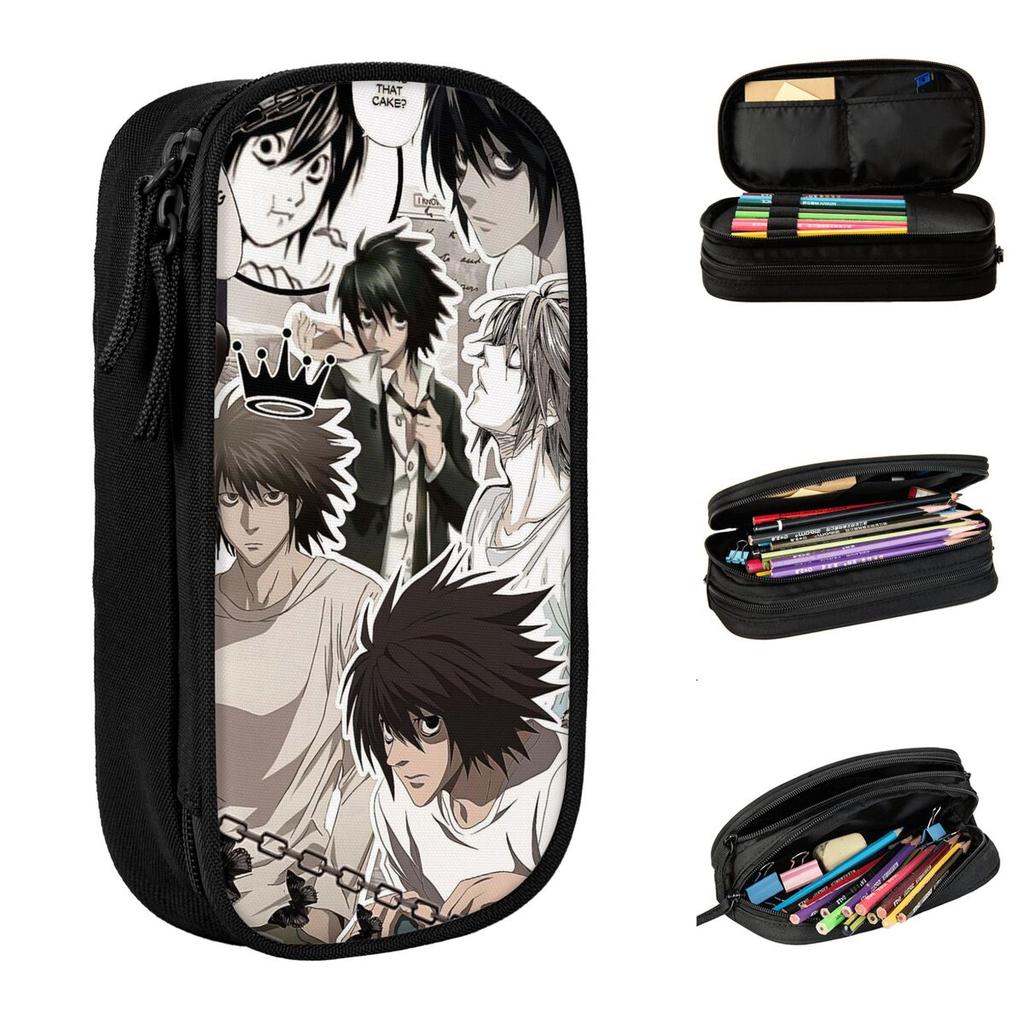 L Lawliet Pencil Case Deathnotes Anime Pen Holder Bag Student Big Capacity School Supplies Cosmetic Pencil Pouch