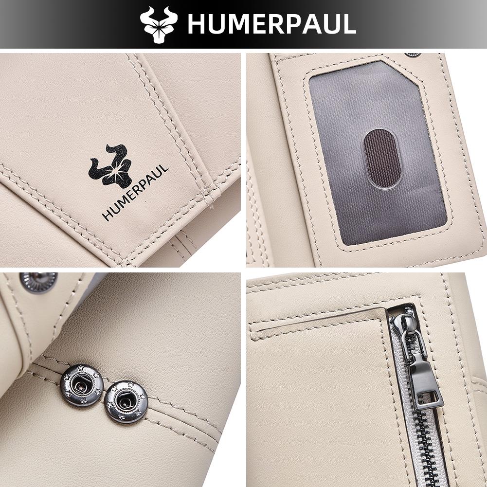 Humerpaul Portafoglio da donna portafoglio in pelle bovina primo strato grande capacità clutch portafoglio multi-carte con finestra per foto portafoglio