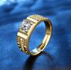 S925 Silver Ring Men's Domineering Zircon Open Wedding Ring Gold-plated 18K Gold Great Wall Pattern Men's Ring
