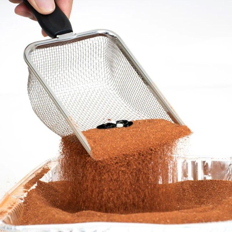 2X2mm Fine Pores Cat Sand Shovel Pet Supplies Stainless Steel Shovel Applicable Small Cat Litter Pet Feces Clean Filter Shovel