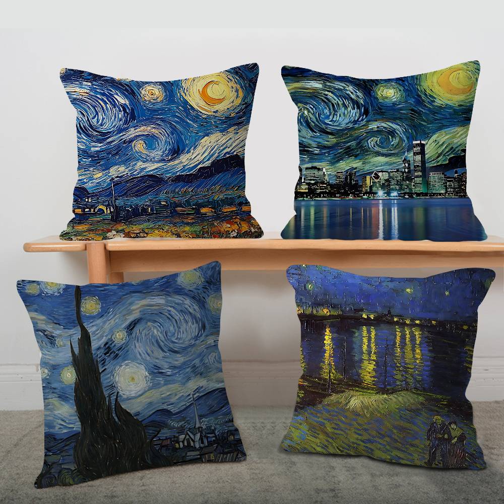 Van Gogh Starry Sky Art Personalized picture text home decorative pillows Household Gifts 45x45cm